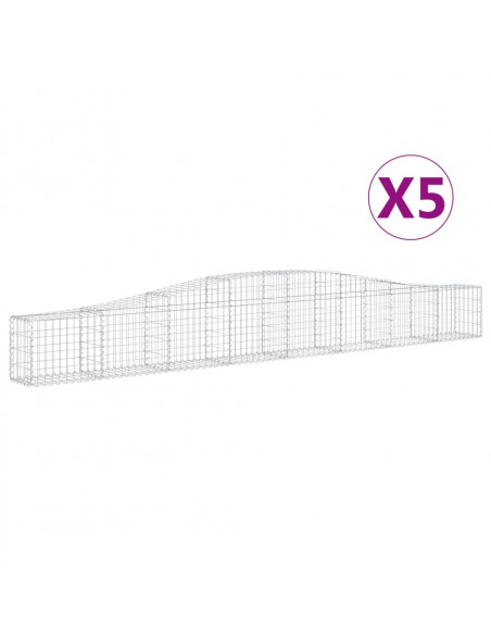 Cesti Gabbioni ad Arco 5 pz 400x30x40/60 cm Ferro Zincato