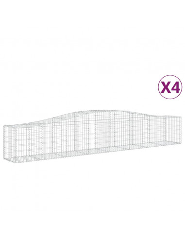 Cesti Gabbioni ad Arco 4 pz 400x50x60/80 cm Ferro Zincato