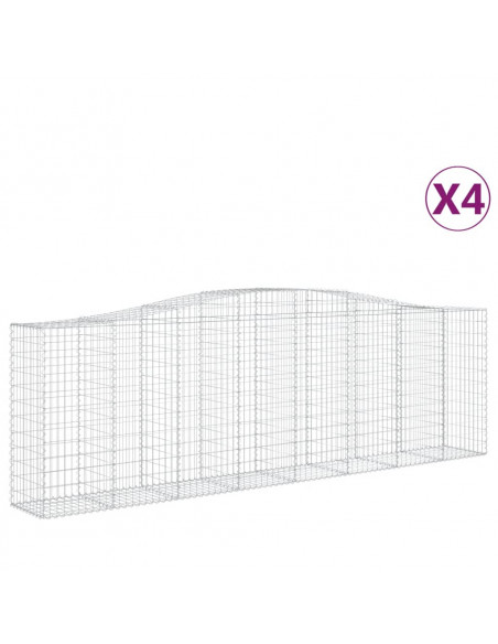 Cesti Gabbioni ad Arco 4 pz 400x50x120/140 cm Ferro Zincato