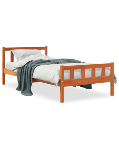 Giroletto con Testiera Marrone Cera 75x190 cm Massello Pino