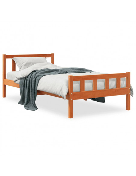 Giroletto con Testiera Marrone Cera 75x190 cm Massello Pino