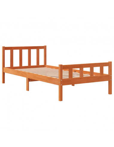 Giroletto con Testiera Marrone Cera 75x190 cm Massello Pino