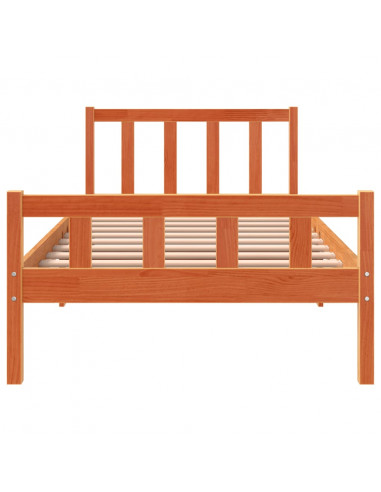 Giroletto con Testiera Marrone Cera 75x190 cm Massello Pino