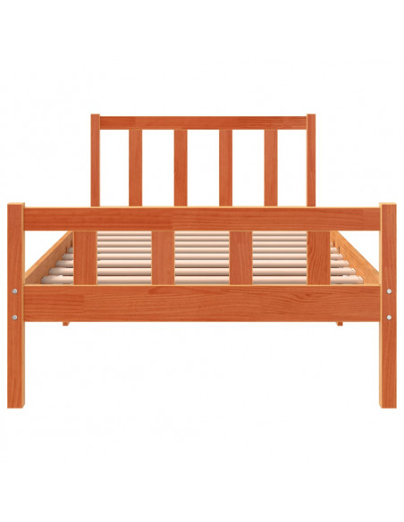 Giroletto con Testiera Marrone Cera 75x190 cm Massello Pino