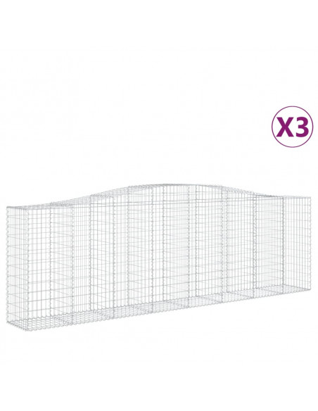Cesti Gabbioni ad Arco 3 pz 400x50x120/140 cm Ferro Zincato