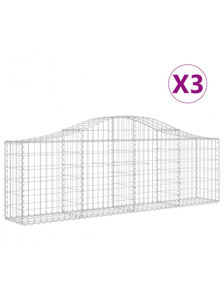 Cesti Gabbioni ad Arco 3 pz 200x30x60/80 cm Ferro Zincato