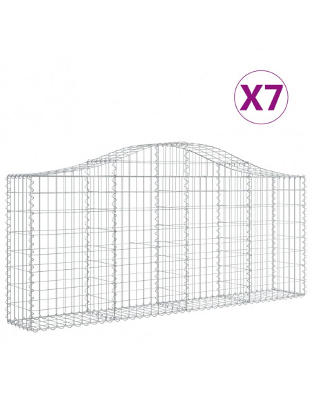 Cesti Gabbioni ad Arco 7 pz 200x30x80/100 cm Ferro Zincato