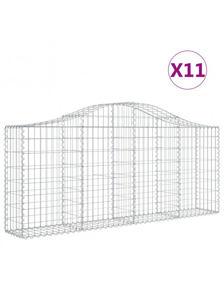 Cesti Gabbioni ad Arco 11 pz 200x30x80/100 cm Ferro Zincato