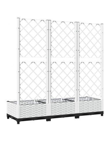 Fioriera da Giardino con Graticcio Bianco 120x40x121,5 cm PP
