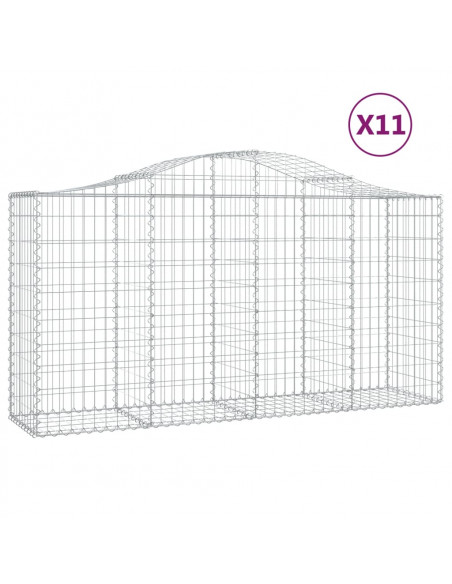 Cesti Gabbioni ad Arco 11 pz 200x50x100/120 cm Ferro Zincato
