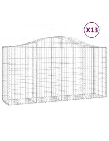 Cesti Gabbioni ad Arco 13 pz 200x50x100/120 cm Ferro Zincato