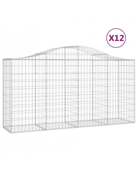 Cesti Gabbioni ad Arco 12 pz 200x50x100/120 cm Ferro Zincato