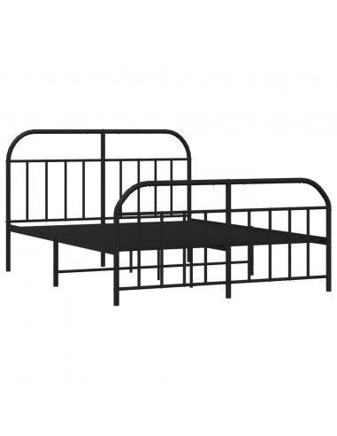 Giroletto con Testiera e Pediera Metallo Nero 160x200 cm