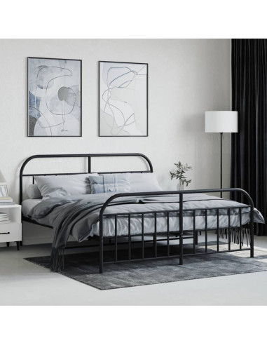 Giroletto con Testiera e Pediera Metallo Nero 160x200 cm