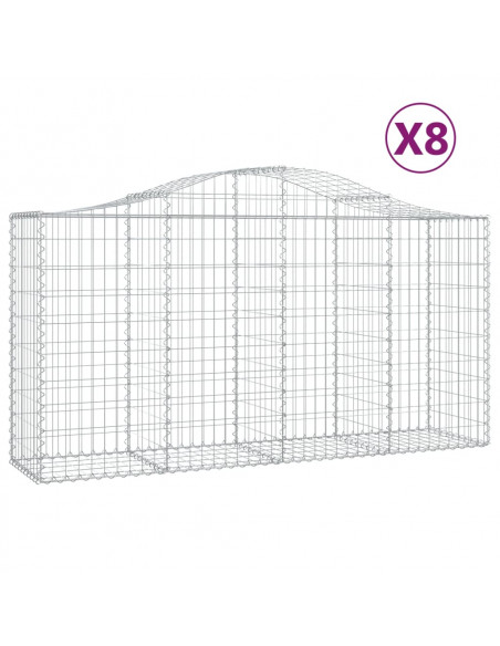 Cesti Gabbioni ad Arco 8 pz 200x50x100/120 cm Ferro Zincato
