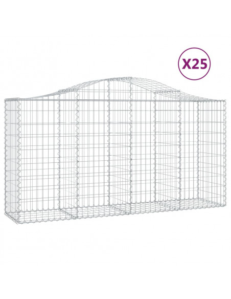 Cesti Gabbioni ad Arco 25 pz 200x50x100/120 cm Ferro Zincato