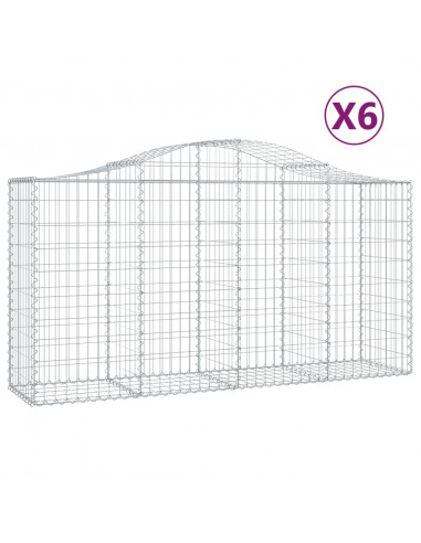 Cesti Gabbioni ad Arco 6 pz 200x50x100/120 cm Ferro Zincato