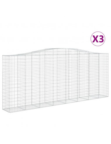 Cesti Gabbioni ad Arco 3 pz 400x50x160/180 cm Ferro Zincato