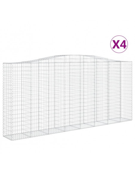 Cesti Gabbioni ad Arco 4 pz 400x50x180/200 cm Ferro Zincato