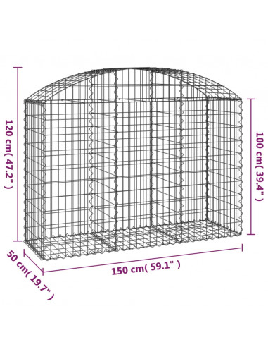 Cesto Gabbione ad Arco 150x50x100/120 cm Ferro Zincato