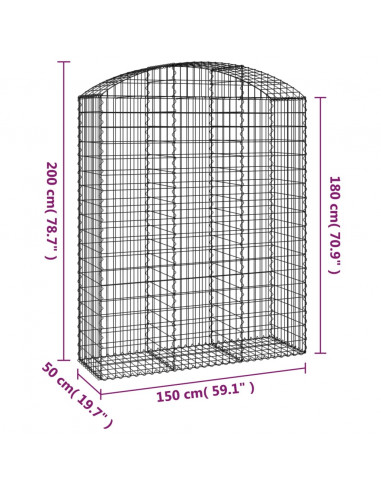 Cesto Gabbione ad Arco 150x50x180/200 cm Ferro Zincato