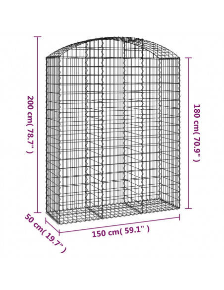 Cesto Gabbione ad Arco 150x50x180/200 cm Ferro Zincato