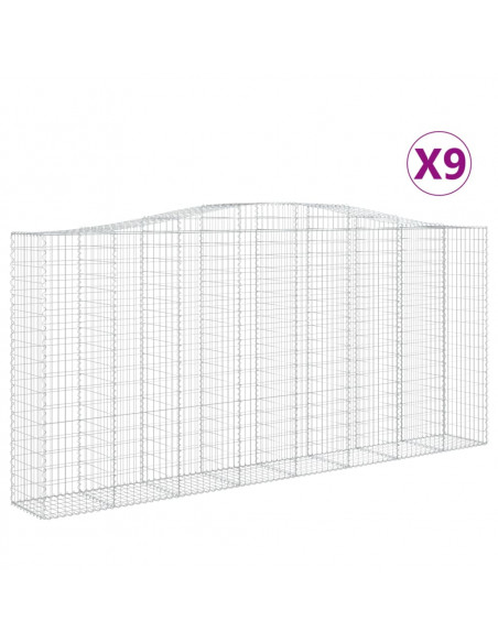 Cesti Gabbioni ad Arco 9 pz 400x50x180/200 cm Ferro Zincato