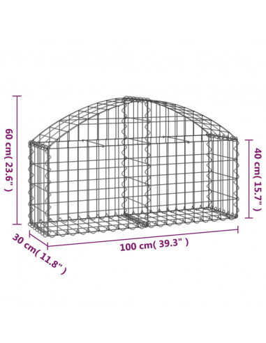 Cesto Gabbione ad Arco 100x30x40/60 cm Ferro Zincato