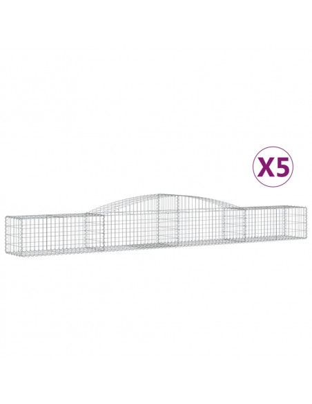 Cesti Gabbioni ad Arco 5 pz 400x50x40/60 cm Ferro Zincato