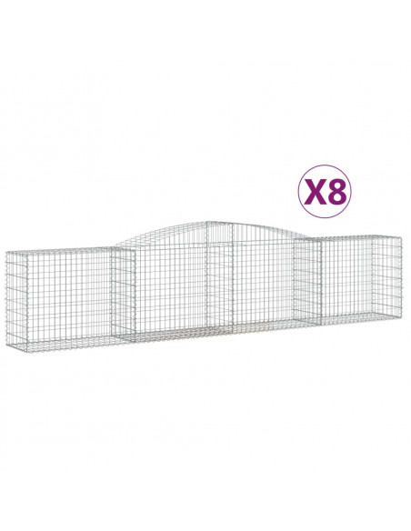 Cesti Gabbioni ad Arco 8 pz 400x50x80/100 cm Ferro Zincato