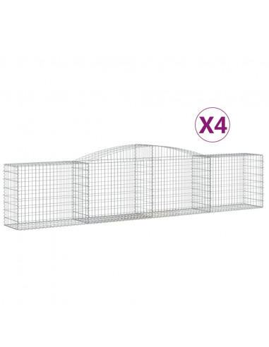 Cesti Gabbioni ad Arco 4 pz 400x50x80/100 cm Ferro Zincato