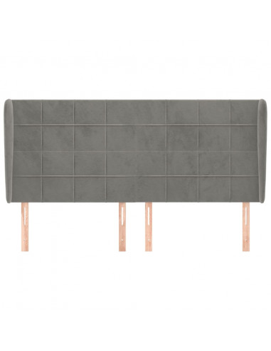 Testiera ad Orecchio Grigio Chiaro 163x23x118/128 cm in Velluto