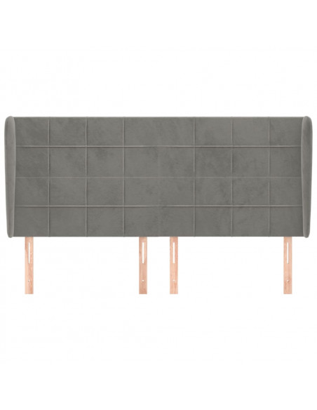Testiera ad Orecchio Grigio Chiaro 163x23x118/128 cm in Velluto