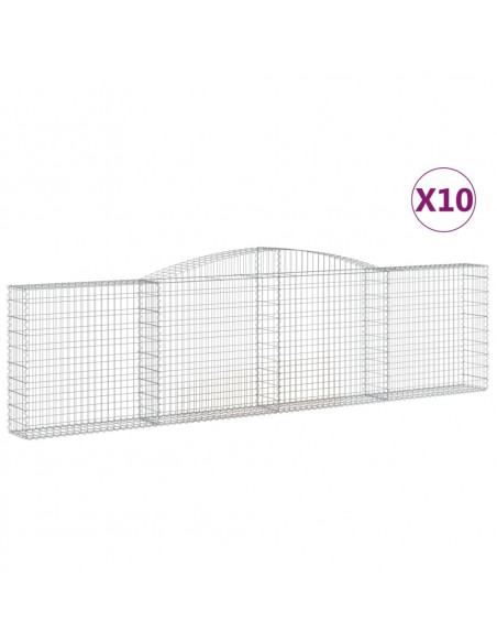 Cesti Gabbioni ad Arco 10 pz 400x30x100/120 cm Ferro Zincato