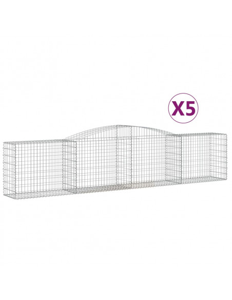Cesti Gabbioni ad Arco 5 pz 400x50x80/100 cm Ferro Zincato