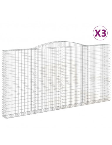 Cesti Gabbioni ad Arco 3 pz 400x30x200/220 cm Ferro Zincato