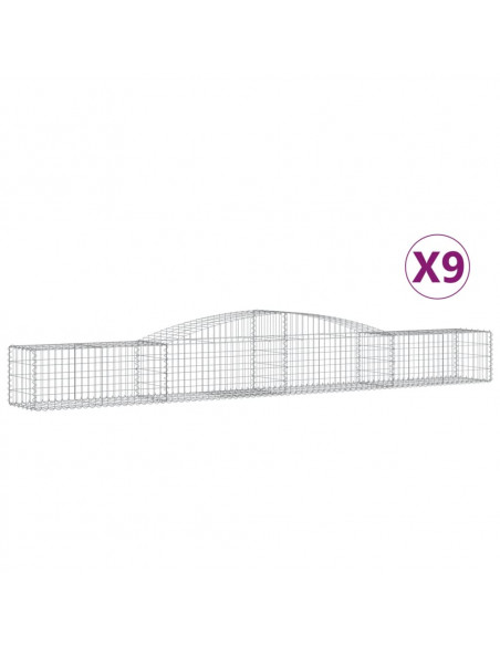 Cesti Gabbioni ad Arco 9 pz 400x50x40/60 cm Ferro Zincato