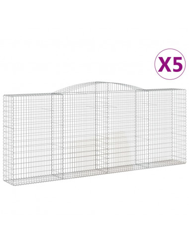 Cesti Gabbioni ad Arco 5 pz 400x50x160/180 cm Ferro Zincato