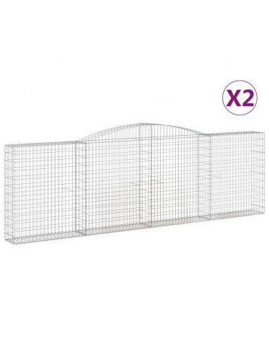 Cesti Gabbioni ad Arco 2 pz 400x30x120/140 cm Ferro Zincato