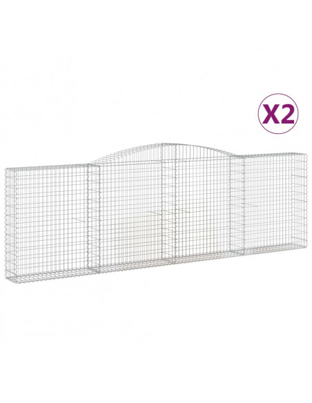 Cesti Gabbioni ad Arco 2 pz 400x30x120/140 cm Ferro Zincato