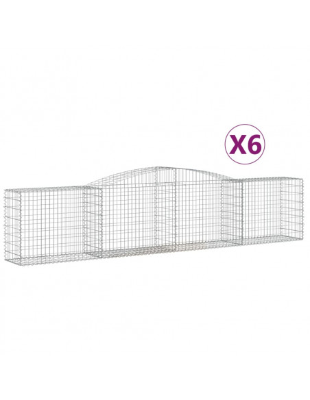 Cesti Gabbioni ad Arco 6 pz 400x50x80/100 cm Ferro Zincato
