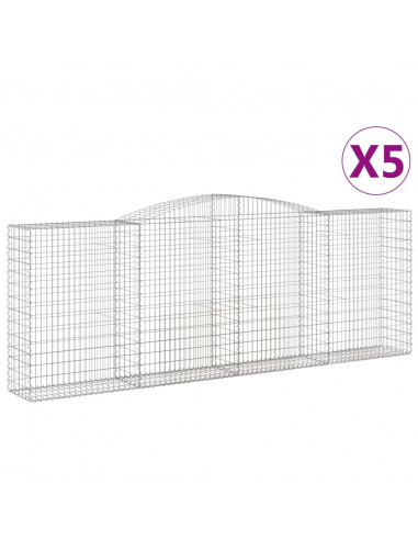 Cesti Gabbioni ad Arco 5 pz 400x50x140/160 cm Ferro Zincato