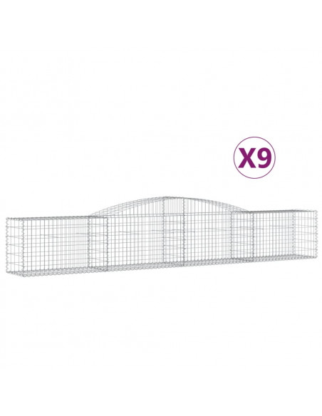 Cesti Gabbioni ad Arco 9 pz 400x50x60/80 cm Ferro Zincato