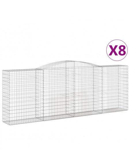 Cesti Gabbioni ad Arco 8 pz 400x50x140/160 cm Ferro Zincato