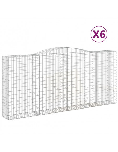 Cesti Gabbioni ad Arco 6 pz 400x50x180/200 cm Ferro Zincato