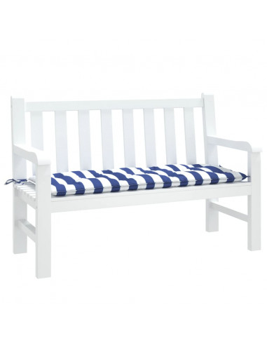 Cuscino Panca Giardino Righe Bianche e Blu 120x50x7 cm Tessuto