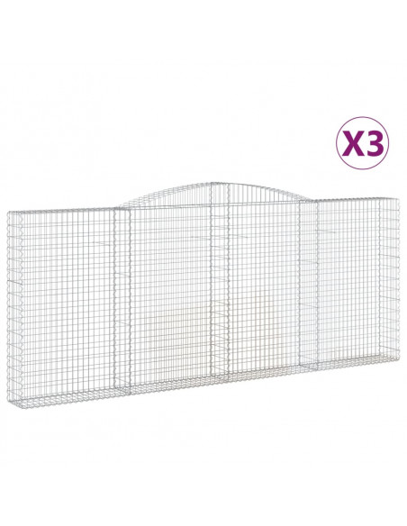 Cesti Gabbioni ad Arco 3 pz 400x30x160/180 cm Ferro Zincato