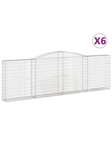 Cesti Gabbioni ad Arco 6 pz 400x30x120/140 cm Ferro Zincato