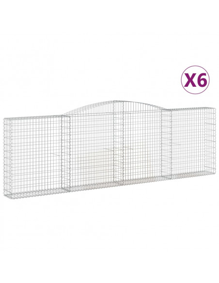 Cesti Gabbioni ad Arco 6 pz 400x30x120/140 cm Ferro Zincato