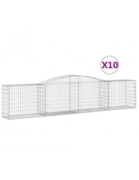 Cesti Gabbioni ad Arco 10 pz 400x50x80/100 cm Ferro Zincato